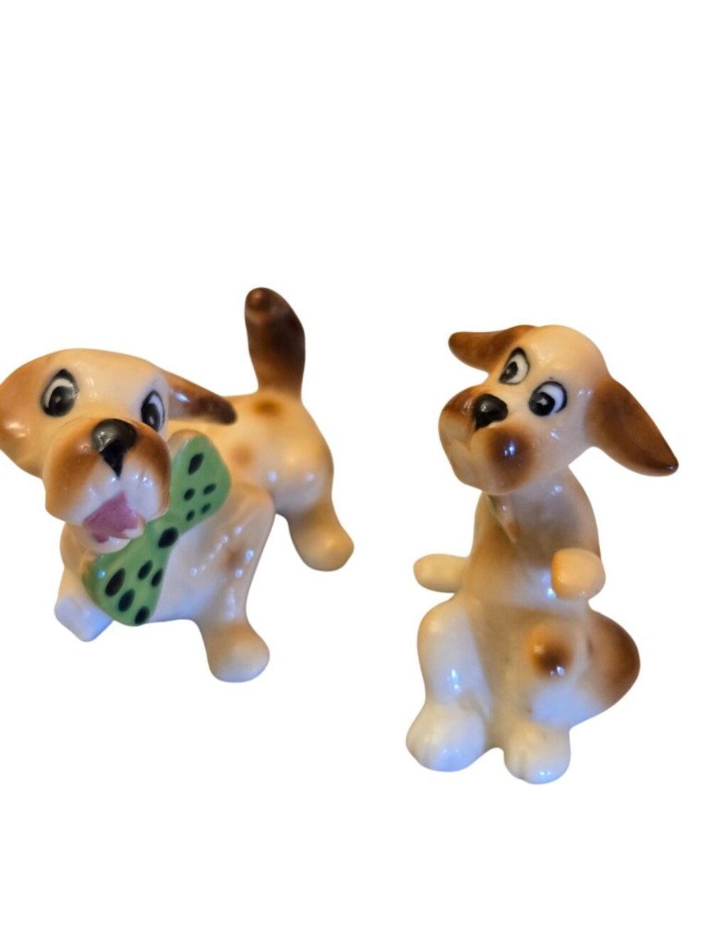 Vintage Anthropomorphic Puppy Dog Figurines Kitsch Mid Century Ceramic Mini